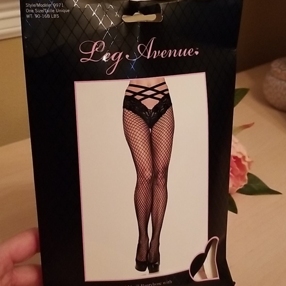 Sexy fishnets with lacey panty and sexy straps!